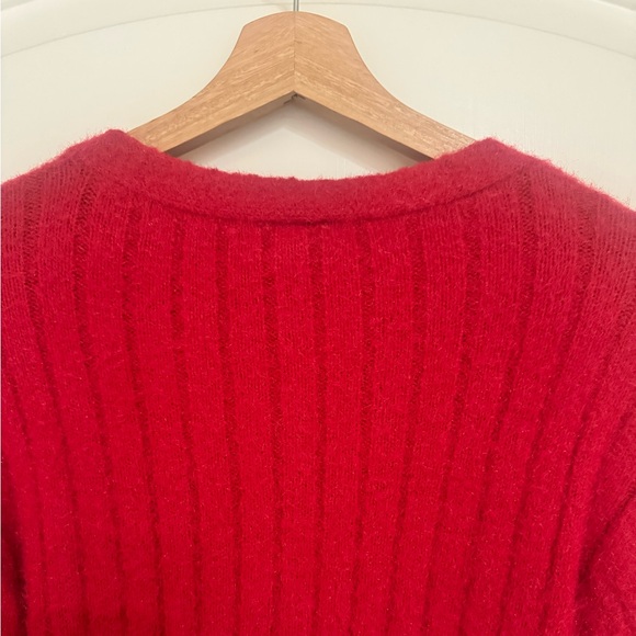 Urban Outfitters V-Neck Ribbed Button Front Cardigan Sweater Red in Size M - Picture 7 of 11